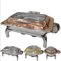 Dubaï prix bon marché Oblong Chaffing Plats Buffet Or De Lux Plat De Service Chauffe-Plat Pour Traiteur