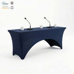 Housse de table ronde en spandex noir de 120 pouces, prête pour les événements, extensible, ajustée, imperméable, écologique, pour mariage - Product Image 1