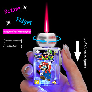 Encendedor DEBANG a Prueba de Viento con Llama Roja 360 °   Encendedor de Dados Giratorio de Aleación, Encendedor Personalizado para Cigarrillos y Velas, Recargable con <span class=keywords><strong>Gas</strong></span>, Encendedor LED - Product Image 1