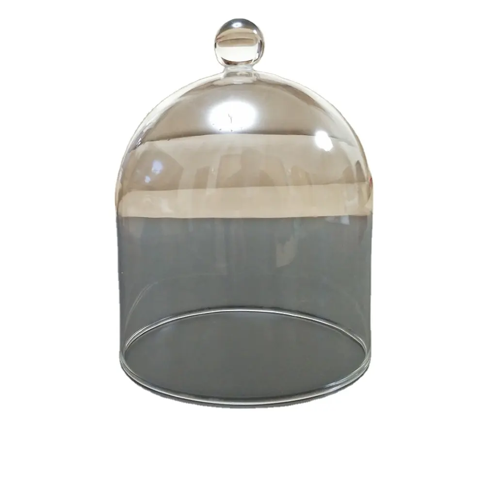 Coperchio portacandele campana barattolo cupola Cloche vetro fatto a mano cupola in vetro trasparente all'ingrosso con Base decorazione della casa modello cinese soffiato