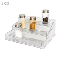 JUXINDA Organisateur de support à épices en plastique PET | Étagère de rangement de comptoir transparente pour bouteilles et assaisonnements | Gain de place