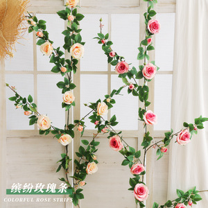 Guirlandes de roses artificielles Xinchengzhi 100-200cm Rose Champagne Décoration de mariage et de maison - Product Image 1