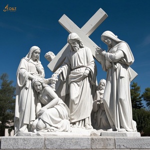 Cristiano católico famoso gran piedra tallada Jesús 14 estaciones octava estación mármol blanco Jesús Jerusalén cumple con la escultura de las mujeres - Product Image 1