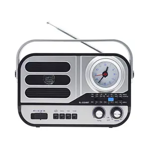 Preiswerter preis FM/AM/SW wiederaufladbar mit uhr ABS Kunststoff Hintergrundbeleuchtung eingebaute Lautsprecher tragbares retro-radio