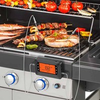 Termometer Daging Digital 4 Probe Konstruksi Plastik untuk BBQ Oven Penggunaan Dapur