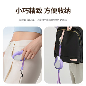 Mini laisse rétractable pour animaux de compagnie, 3 mètres de long, mains libres, pour chat, matériau plastique violet et orange - Product Image 5