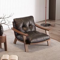 Fauteuil de loisirs vintage en bois massif brun mat, style mi-siècle, avec accoudoirs, pour salon, design de designer
