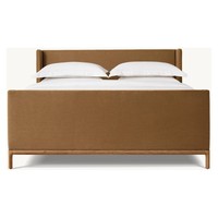 Meubles de chambre à coucher de luxe, lit capitonné de style king-size avec cadre en bois massif pour hôtel