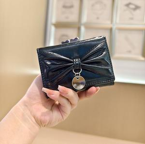 Japanese Style Fashion Bowknot Portable Wallet Women's High-end Bright Leather Three-fold Coin <b>Purse</b> Multi-function Short - Product Image 4
