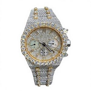 <b>Iced</b> <b>Out</b> Moissanite Stainless Steel Glass Diamond <b>Watch</b> Factory Direct Hip Hop Engagement Gift <b>Watch</b> - Product Image 1