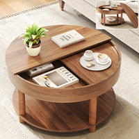 Table basse minimaliste en bois avec plateau relevable et rangement dissimulé pour salon, hôtel, appartement