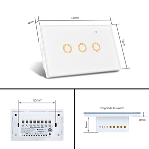 NUEVO Interruptor de Pared Táctil Inteligente WiFi <span class=keywords><strong>Alexa</strong></span> 16A RGB con Retroiluminación RCM Tuya Smart Life AU/US 120mm - Product Image 5