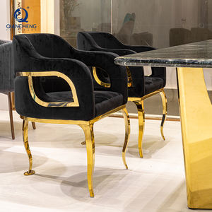 كرسي طعام فاخر عالي الجودة من الفولاذ المقاوم للصدأ من QIANCHENG، أثاث منزلي راقي لغرفة الطعام والمطاعم - Product Image 3