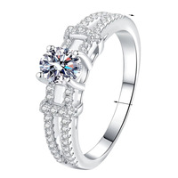 Bague en argent sterling S925 OAHLAN Fine Jewelry avec moissanite ronde de 0,5 ct, double rangée de pierres, pour femme, cadeau d'anniversaire de mariage