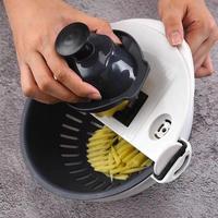 9-in-1 handmatige plastic PP multifunctionele groentesnijder met afdruipbak ronde keukenmandoline voor het raspen van aardappelen