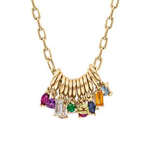 Hochwertige 18k Goldplattierte 925er Sterlingsilber Geburtskette mit Buntem Anhänger, Regenbogen Geburtsstein-Anhängern für die Schmuckherstellung - Product Image 1