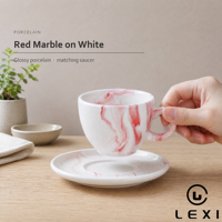 Ensemble élégant de tasses et soucoupes à expresso en céramique à motif marbré pour les cafés, les hôtels, les restaurants, l'usage commercial et les cadeaux