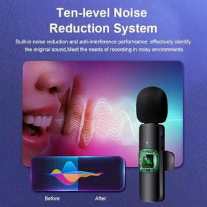 Micrófono Lavalier inalámbrico dual K9, reducción de ruido inteligente para transmisión en vivo, Radio al aire libre, micrófono, Android, iPhone C - Product Image 6