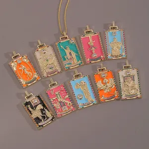 Collar de <span class=keywords><strong>Tarot</strong></span> con Diseño Europeo <span class=keywords><strong>y</strong></span> Estadounidense, Nuevo Accesorio, Collar de <span class=keywords><strong>Tarot</strong></span> con Gotas de Aceite, Collar de <span class=keywords><strong>Tarot</strong></span> Chapado en Oro - Product Image 6