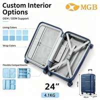 Valise rigide en PP imperméable, résistante à l'usure et aux rayures, avec roulettes pivotantes, idéale pour les voyages d'affaires – Vente en gros usine