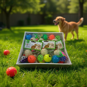 Toy Ball Set For Dogs 12Pcs Colorful Pet Play Toys With Rope And Plastic Balls - Product Image 2