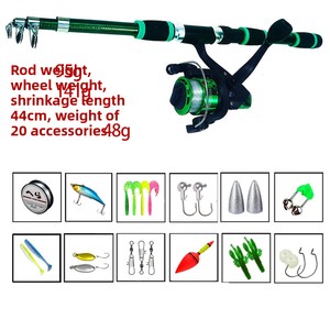 <span class=keywords><strong>Ensemble</strong></span> <span class=keywords><strong>Canne</strong></span> à Pêche Télescopique Spinning et Moulinet en Fibre de Verre de 1,8 M pour la Pêche et Kit d'Équipement de Pêche en Gros - Product Image 2