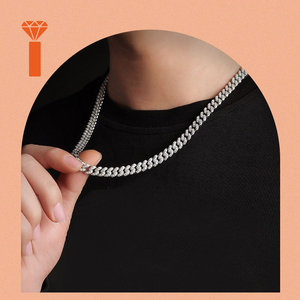 8mm VVS <span class=keywords><strong>Moissanite</strong></span> diamanten-geïnspireerde hiphop sieraden, hoogwaardig sterling zilver 925 Miami Cuban Chain <span class=keywords><strong>Moissanite</strong></span> ketting - Product Image 4