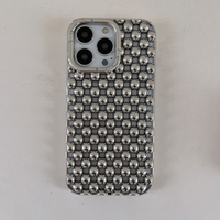 Bling Unique Creux Perle Souple TPU étui pour iphone 17 Pro Max 16 Pro 15 14 13 Dissipation Thermique Placage Antichoc Couverture de Téléphone