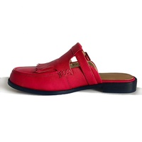 Mules d'été respirantes en cuir rouge haut de gamme pour hommes et femmes – Confortables, en cuir véritable, idéales pour la plage