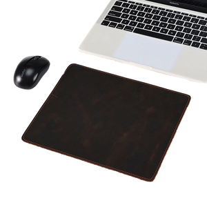 Genuine Crazy Horse Leather Mouse Pad, <b>Small</b> Non-Slip Office Desk <b>Mat</b>, OEM/ODM Custom Factory, Luxury Business Accessory - Product Image 1