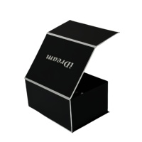 Boîte-cadeau en carton noir écologique personnalisé fermeture magnétique pliable logo de marque pour les produits en papier doublure en éponge gaufrée