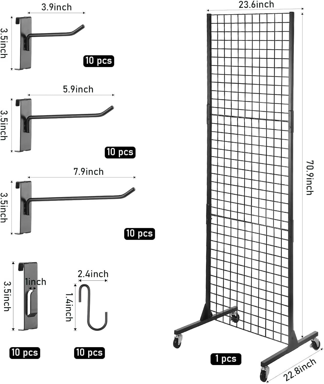 Double-Sided Light Duty Metal Wire Display Rack Gridwall Panels Display Stand Hanging Hooks Retail Shops Home Use Supermarkets — view 6