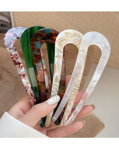 Épingle à chignon de luxe en acétate de cellulose à 2 griffes, motif coquillage minimaliste, pour coiffure quotidienne - Product Image 5