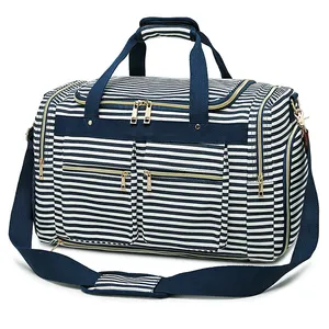 Benutzer definierte Leinwand Frauen Weekender Overnight <span class=keywords><strong>Bag</strong></span> Große Kapazität Handgepäck mit Schuh fach Reisetaschen - Product Image 1