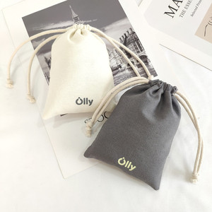 Promotion Custom Fashion Small Beautiful Beige Canvas Cotton Make up Cosmetic Bag Pouch /Canvas Cotton Muslin Drawstring Bag