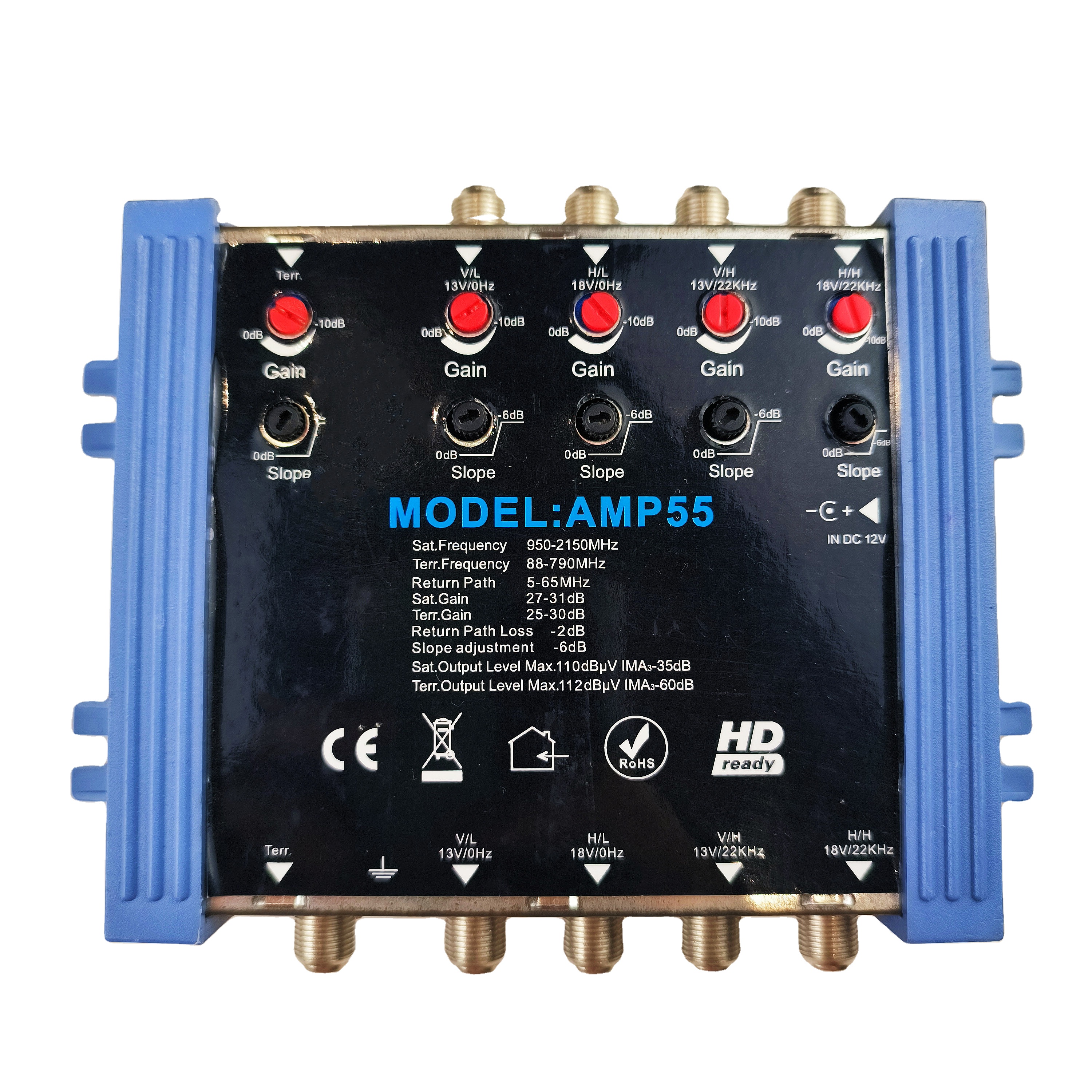Регулируемый спутниковый усилитель с металлическим корпусом Highfly 5X5 Gain And Slop