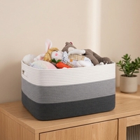 Paniers tissés en corde de coton naturel, 3 tailles, poignées carrées, organisateur de rangement pour la maison, la cuisine, la salle de bain, la buanderie, la décoration