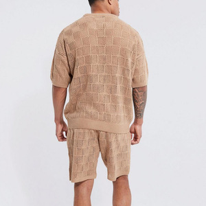 2023 tricot Logo personnalisé survêtement décontracté élastique été tenues Shorts décontracté Joggers sport grande taille ensembles courts pour hommes - Product Image 6