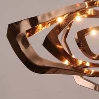 Lustre moderne de luxe en acier inoxydable rose doré pour hôtel, décoration de luminaire suspendu, dernier design, métal, intérieur