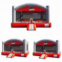 Château gonflable commercial rouge-gris en PVC de grande taille 20x15x13 pieds pour enfants, facile à installer, idéal pour les grandes locations événementielles