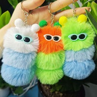Porte-clés Pompon en Peluche Artificielle Multicolore Bleu Kawaii avec Lunettes de Soleil, Accessoire Moelleux pour Sac à Main et Sac à Dos