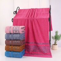 Serviette de Bain et de Plage Longren en Coton Doux et Absorbant, Jacquard, Imprimé Fleurs, Anti-Peluchage, pour Hommes, Femmes et Adultes