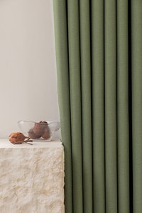 Tela de cortinas de Color verde oscuro opaco alto de lino de poliéster de alta calidad para sala de estar Hotel dormitorio ventanas - Product Image 4