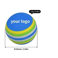 Balle de golf d'entraînement en mousse EVA à rayures arc-en-ciel avec logo personnalisé, 42 mm, éponge souple, OEM, vente en gros, ensemble cadeau pour entraînement en intérieur