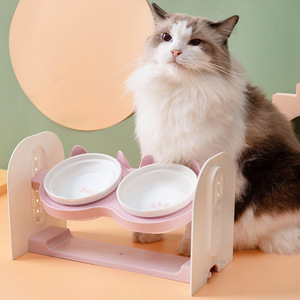 <b>Cat</b> Double Bowl Elevated Adjustable Anti Tipping <b>Feeder</b> For <b>Cats</b> - Product Image 1