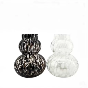 Modern Marble Look Glass Flower Vase Tabletop Decor Jar Round Home Decor for Living Room Wedding - Product Image 2