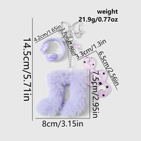 Porte-clés en peluche mignon en forme de lettre, breloque de sac en fausse fourrure de lapin douce, pendentif clé de voiture moelleux, accessoire de mode étoile en strass pour
