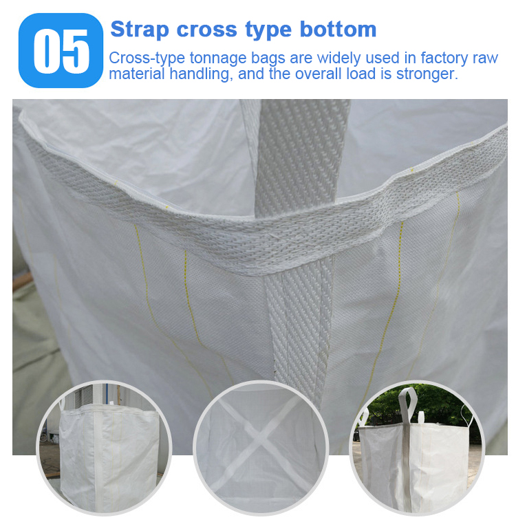 Flat Bottom Fibc Jumbo PP Bags Breathable 1 Ton For Firewood Construction Cement