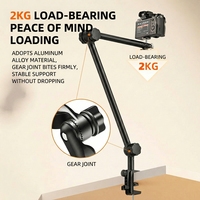 Support de caméra de bureau en alliage d'aluminium à 3 sections avec vis de montage 1/4 "-20, bras de caméra pliable multifonctionnel pour diffusion en direct