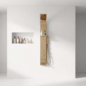 Sistema de Ducha de Lluvia con Panel, Torre, Jets de Masaje Corporal, Rociador de Mano y Estantes para Ducha - Product Image 1